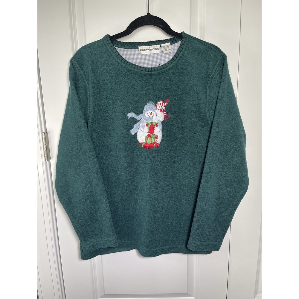 Cathy Daniels Woman's Snowman & Gifts Christmas Sweatshirt Cottagecore Sz L VTG